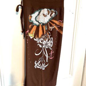 Surfer Girl Wide-Leg Capris w/ Illustrative Pop Art